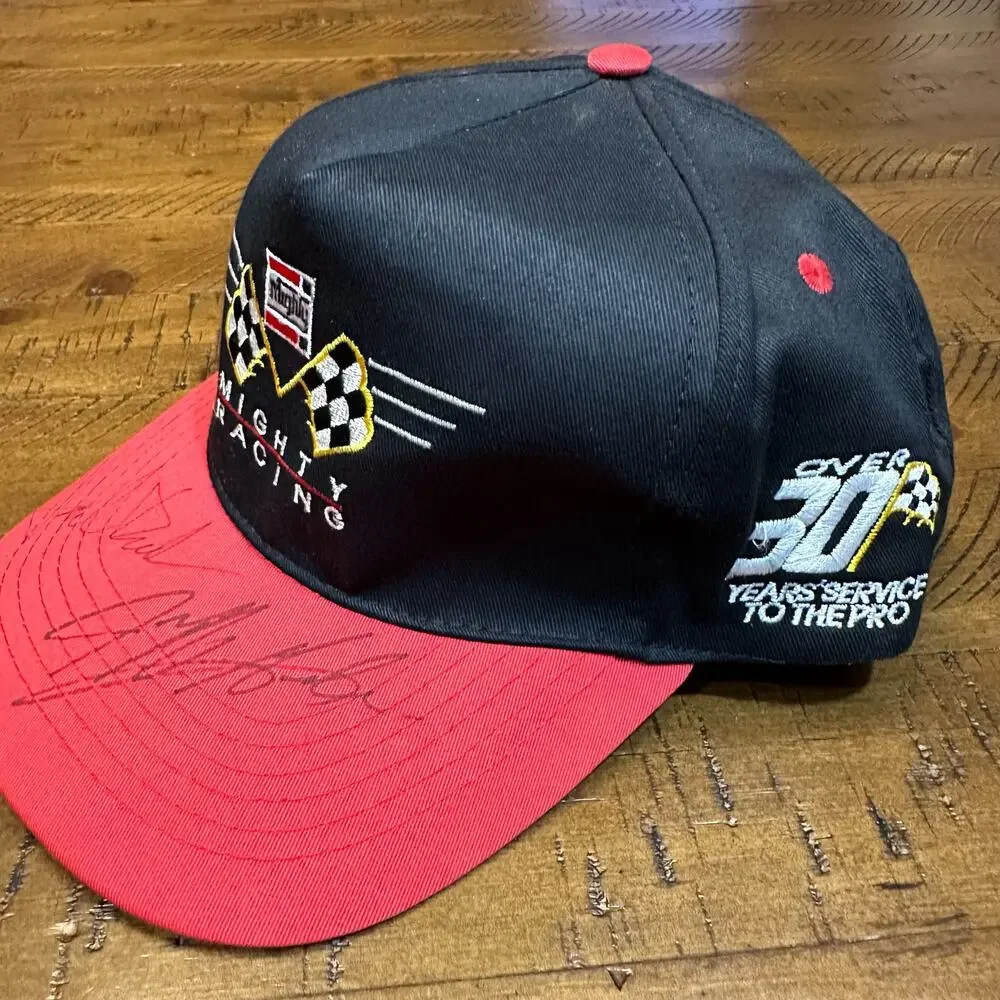 Vintage NASCAR Mighty Auto Parts Racing Autographed Snapback - Big Stitched Logo